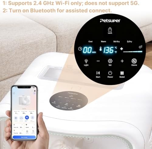 Upgrade 75L Large Automatic Cat Dryer Box -360° Rapid Drying with APP Control, Smart Safe Temperature & Overheat Protection, Ultra-Quiet & Grooming Box for Cats and Small Dogs