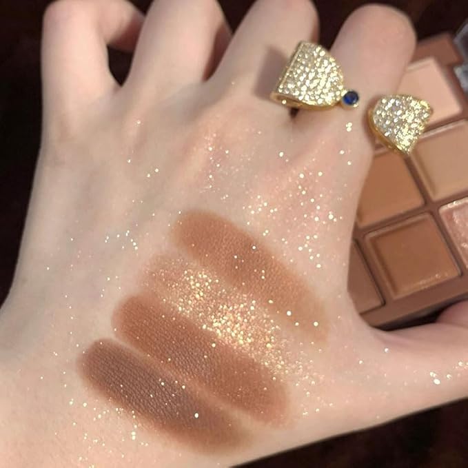 9 Colors Brown Eyeshadow Palette, Matte Shimmer Glitter Eye Shadow Palette Makeup, Nude Naked Neutral Eyeshadow Palette, Dark High Pigment Long Lasting Waterproof Eyeshadow Makeup Pallet, Bronze Color