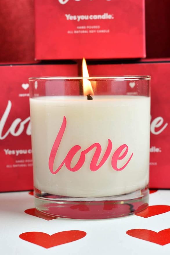 Yes You Candle - Love, Bergamot, Wine, Orange, Vanilla, Lillies & Musk, Highly-Scented, Inspirational Soy Candle, Made in USA, Pure Essential Oils, Aromatherapy, 9.5 oz