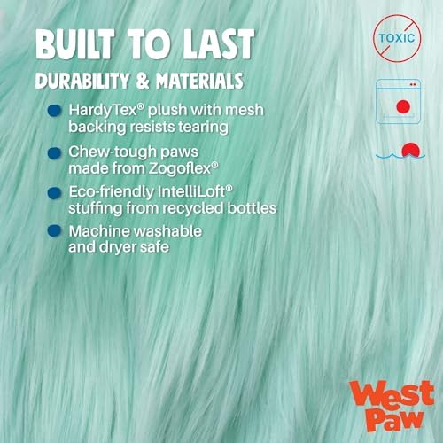 WEST PAW Rowdies Bjorn Durable Plush Dog Toy with Reinforced Seams Chew Resistant Design and Interactive Squeaker for Playtime Indoors or Outdoors Bundle for Dogs Who Deserve the Best - Seafoam