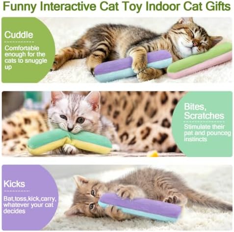 Retro Shaw Refillable Catnip Cat Toys Pillows, for Indoor Cats Kicker, 3PCS