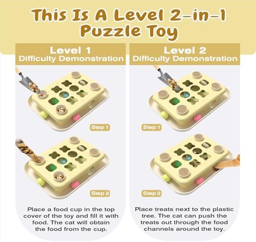 KADTC 3-in-1 Cat Puzzle Toy, Peek-and-Play Box, Track Balls for Indoor Cats