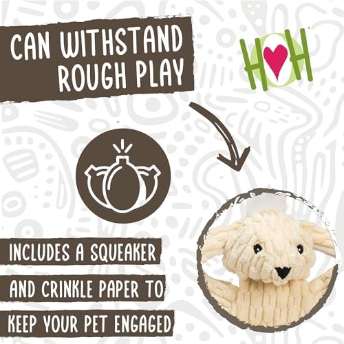 HuggleHounds Flatties - Dog Plush Toys to Keep Them Busy, Squeaky Crinkle Pet Toy for Medium and Large Dogs, Durable Stuffed Animal Toy - Bobbi Bunny HuggleFlatties, Large