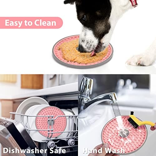 Dog Lick Mat, Pink, for Crate Training and Reducing Anxiety, Made of Natural Rubber, Promotes Healthy Feeding and Oral Hygiene
