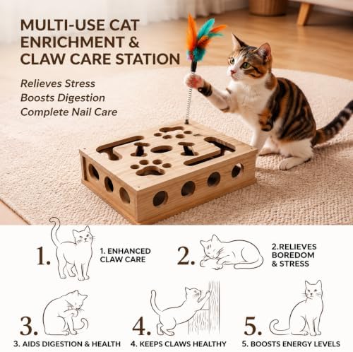 Cat Nail File Wooden Scratching Board for Indoor Claw Care