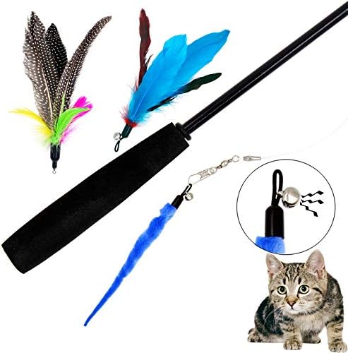 Cat Feather Toys Refills, 10 Pieces Worms Feathers Refills, Cat Wand Replacement Feathers Toy for Indoor Cats