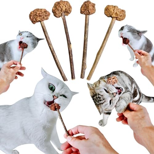 miwoowim 4PCS Silvervine Cat Sticks & Gall Fruit, Natural Dental Chew Toy