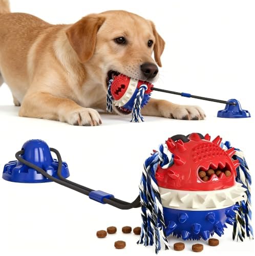 Interactive Dog Toys Mental Stimulation Flirt Poltug of War for Games, Teething Treats & Puzzle Food Dispensing Ball Cognitive Pull Pitbull Toy Keep Them Busy Ropes