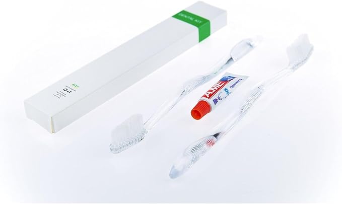 ECO amenities Travel Toothbrush & Toothpaste Kit - Individually Wrapped Disposable Toothbrushes - Peppermint Travel Toothpaste Tubes - Bulk Hotel Dental Kit - Pack of 1, Peppermint