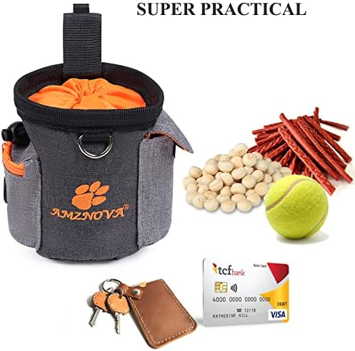 AMZNOVA Dog Treat Pouch Treatnow Dog Treat Bag, 3 Cups, Heather Black