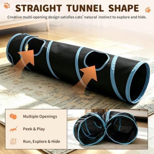 Cat Tunnel, Foldable Rainbow Polyester Interactive Play Toy for Rabbits