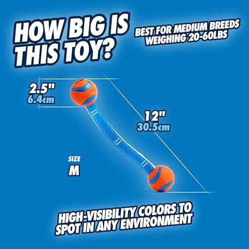 Chuckit! Ultra Duo Tug Dog Toy, Medium 2.5in, Orange and Blue, 20-60lbs