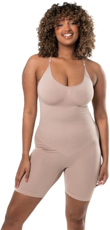 HeyShape Women's Seamless Tummy Control Waist Trainer Bodysuit - Full-Body Sculpting Shapewear with Round Neck