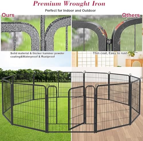 Outdoor Dog Fence Playpen, 32 inch Pet Playpen 12 Panels Puppy Playpen Portable Fences Outdoor Exercise Pen with Doors for RV,Camping,Yard