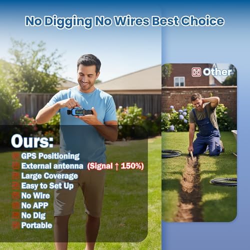 Wireless Electric Fence for Dogs - GPS Dog Collar Fence with Beep Vibration Static Correction, Radius Range up to 9999ft, IPX7 Waterproof Dog Collar for Large Dogs Outdoor Use