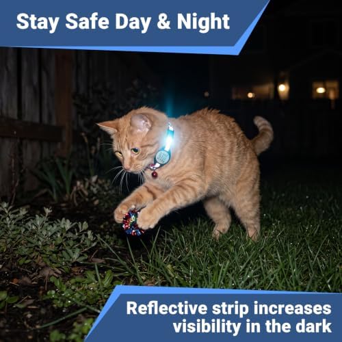 GoTags Personalized AirTag Cat Collar Reflective, Breakaway Safety Buckle