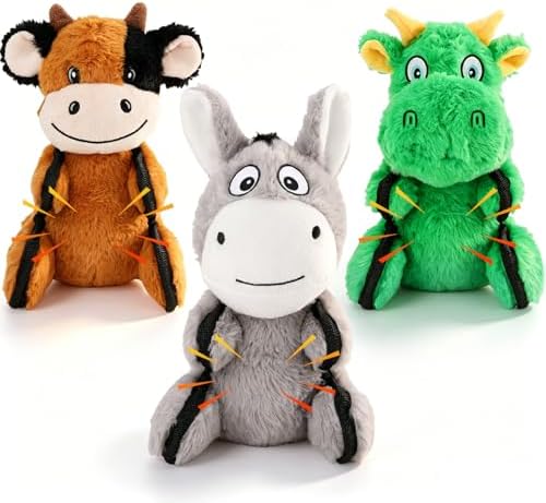 Drmstow 3-Pack Squeaky Plush Dog Toys for Small and Medium Dogs