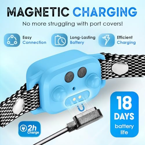 Bark Collar for Small Dogs 8-40 Ibs - No Shock Anti Barking Collar with Al Chip - 3 Modes & 5 Sensitivity Levels - Waterproof, Rechargeable, Magnetic Charging - Humane, Effective Training (Blue)