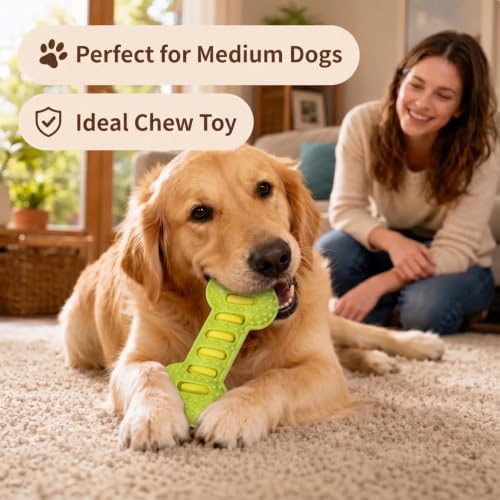 Dog Sound Chew Toy, TPR Material for Teeth Care & Play (Green)