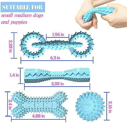 4-Pack Soft Rubber Puppy Teething Toys for 2-8 Months Puppies,Blue