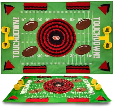 NFL San Francisco 49ers Dog Snuffle Mat – Interactive Pet Slow Feeder, Football Field Design Food Puzzle Toy for Dogs & Cats, Foraging Activity Mat for Smarter Feeding