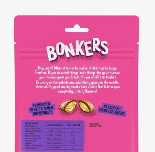Bonkers Bites Beef Lovers Flavored Dog Treats with Bone Shaped Waste Bag Dispenser & Free Roll (Pack of 2)