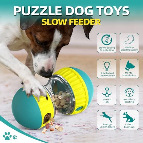 Mankoda Interactive Dog Puzzle Toy, Rolling Treat Dispenser Slow Feeder