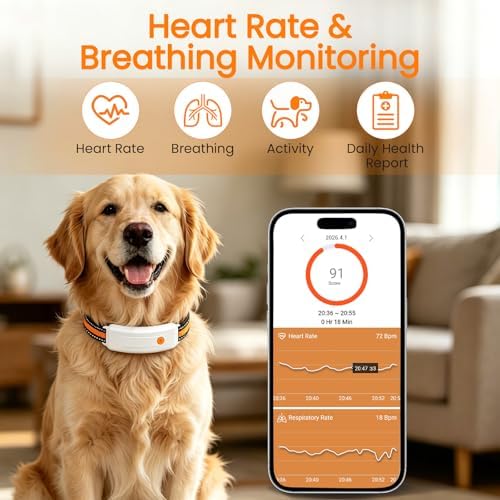 Wireless Dog Fence & GPS Dog Collar with Heart Rate & Breath Count for Weights 15–65 lbs Dogs, Keep Your Dog Safely Contained Outdoors with App, Waterproof Collar Suitable for Dogs Neck Sizes 10–18"