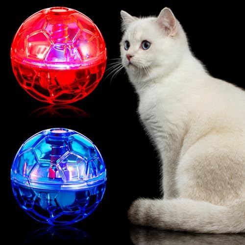 Sratte 2 Pcs Light up Cat Balls Ghost Hunting Motion, Pink, Purple
