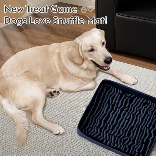 FunFurry Snuffle Mat for Dogs, Dog Puzzle Mat, Interactive Dog Toys for Enrichment,Sniff Mats with Non-Slip Backing,Suitable for Breeds and Sizes of Dogs (Navy, 17" X 15")