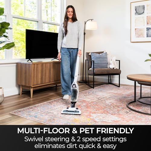 Kenmore 200 Series Cordless Stick Vacuum Lightweight Cleaner | 2-Speed Power Suction LED Headlight 2-in-1 Handheld for Hardwood Floor, Low Pile Carpet & Pet Hair