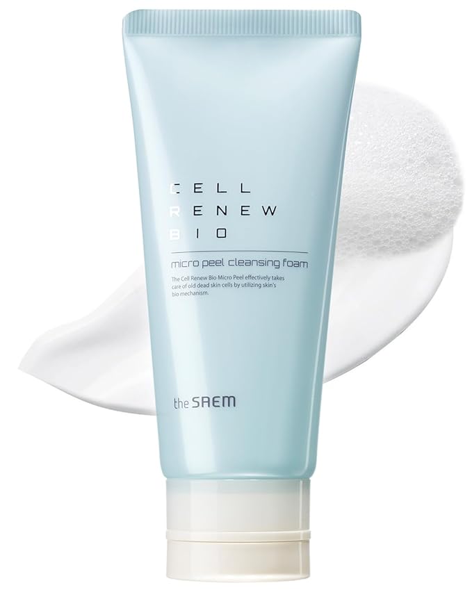 THESAEM Cell Renew Bio Micro Peel Cleansing Foam - PHA Enzyme Deep Exfoliating, Soothing & Moisturizing Care, Rich Soft Face Peeling Foam, for All Skin Types, 5.75oz.