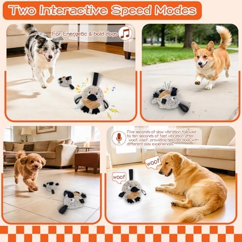 Interactive Dog Toys,Squeaky Dog Toy to Keep Them Busy,Automatic Jumping Moving Tug of War Doggie Toy Platypus,Type-C Rechargeable with Two Jumping Modes,Not for Aggressive Chewers