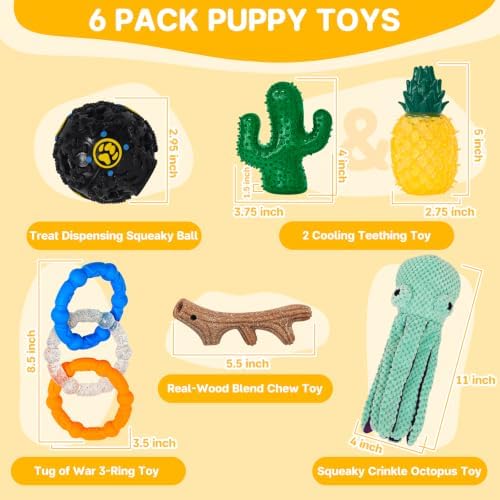 NWK Pack of 6 Dog Chew Toys Bundle for Small Breed, Puppy Teething Toys