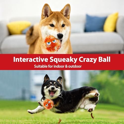 Gigwi Interactive Dog Toy Ball, 3.5" Squeaky Tennis Ball for All Dogs