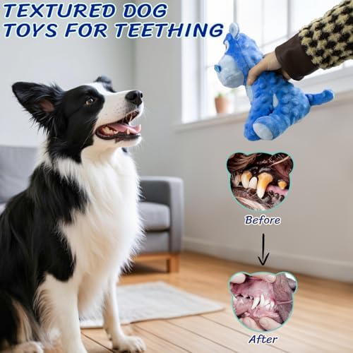Squeaky Stuffed Dog Toys, Chew Hippo for Large Medium Small Breeds