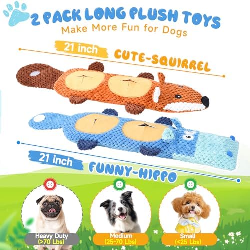 wodoca Dog Toys for Aggressive Chewers 2 Pack, No Stuffing Squeaky Chew Toy for Small Medium Breed, Puppy Teething Interactive Dog Toys to Keep Them Busy
