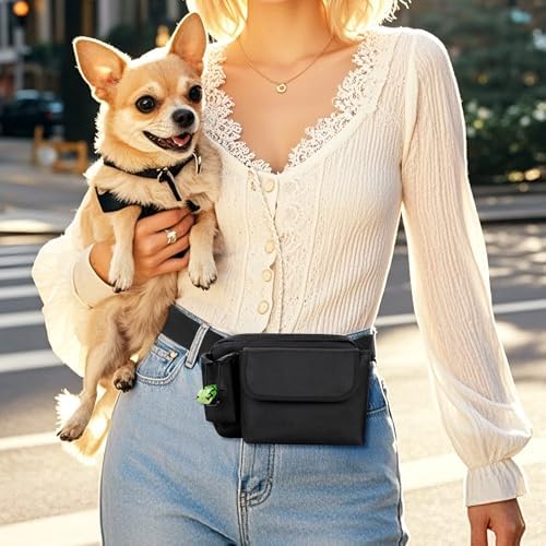 Dog Treat Pouch with 4-Cup Silicone Liner Pet Training Fanny Pack