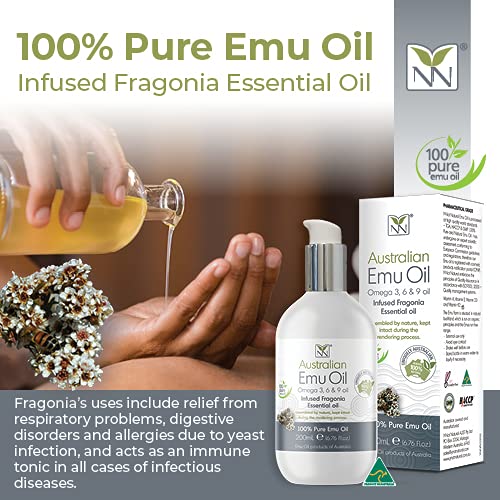 Y Not Natural Pure Emu Oil - Organic Moisture for Face, Body, Hair, Scalp & Nails - Rich in Omega 3-6-9, Vitamins & Essential Minerals - Australian Emu Oil (60ml) 2.03 fl oz - Fragonia