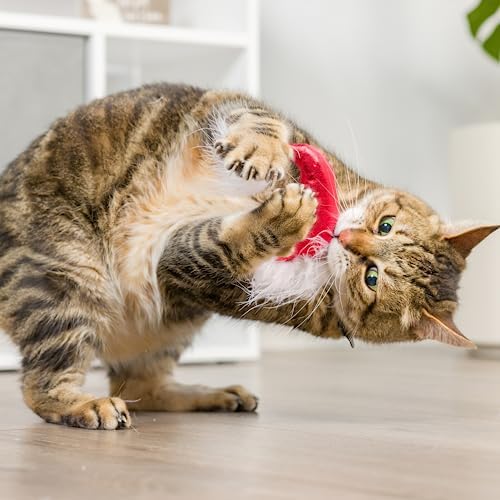 Huxley & Kent Plush Cat Toy - Holiday Interactive Catnip Toy for Cats & Kittens - Soft with Crinkle & Catnip - Fun Indoor Play - Santa Hat & Sweet Thing Candy 2pk