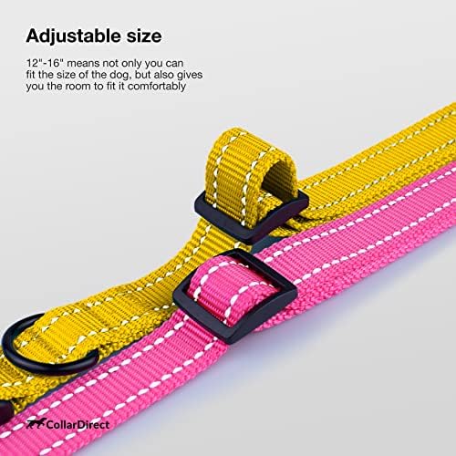 Reflective Dog Collar, Quick-Release Buckle (Yellow, 12-16 Inch)