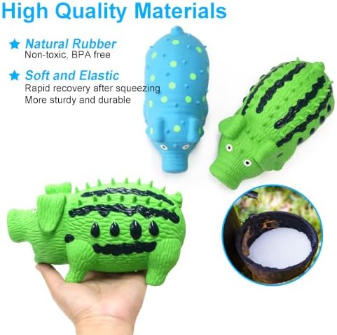Squeaky Pig Dog Toys, Interactive Durable Latex Rubber that Oink Pig Chew Toy for Medium Large Dogs 2 Pack (Blue+ Green)