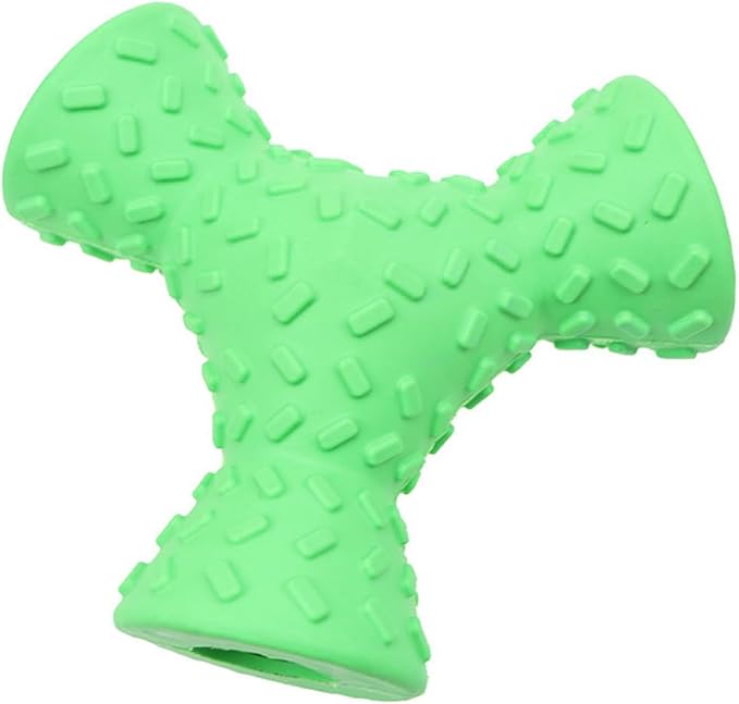 FOMIYES 3 Hole Dog Chew Toy for Tooth Cleaning, Rubber, Green