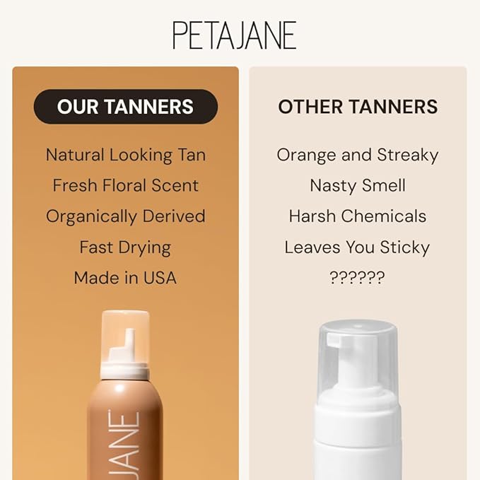 Light Tanning Mousse 7oz - Made in the USA - Streak-Free, Lightweight, Fast-Absorbing, Vegan, Sunless Tanner for All Skin Types