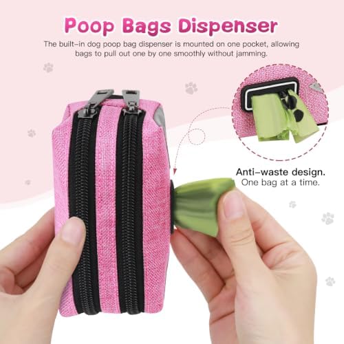 Dog Poop Bag Holder for Leash, Pink