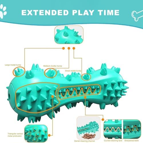 Dog Teeth Cleaning Toy for Training, Playing, Chewing - Squeaky Toys for Aggressive Chewers - Toothbrush Stick Bone for Medium Large Dogs (Blue) (Pack of 2)