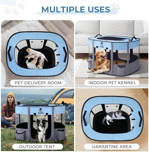 Foldable Pet Playpen, Portable Crate for Dogs & Cats, Indoor Outdoor Travel