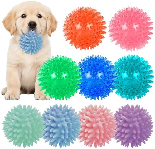 9 Pack Squeaky Dog Balls 2″ Dog Toys Balls for Small Dogs for Teething