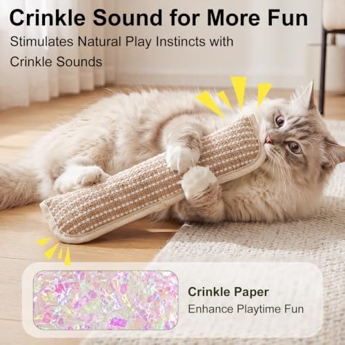 Cat Toys, 2 Pack Sisal Catnip Pillow Toys with Crinkle Sound