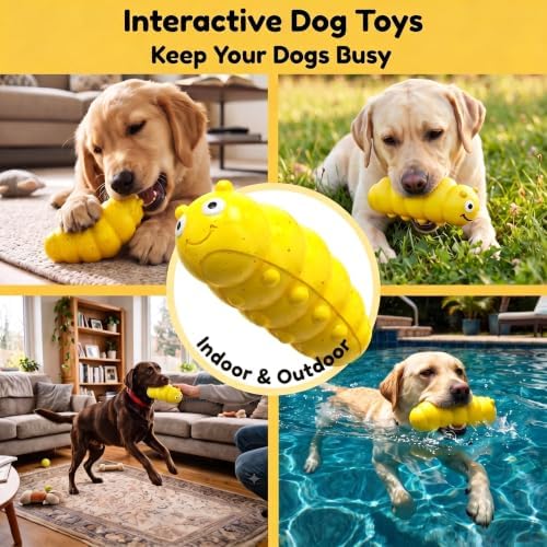 Squeaky Dog Chew Toys, Interactive Tough Indestructible Dog Toys for Aggressive Chewers, Medium to Large Dogs, Indoor & Outdoor Use